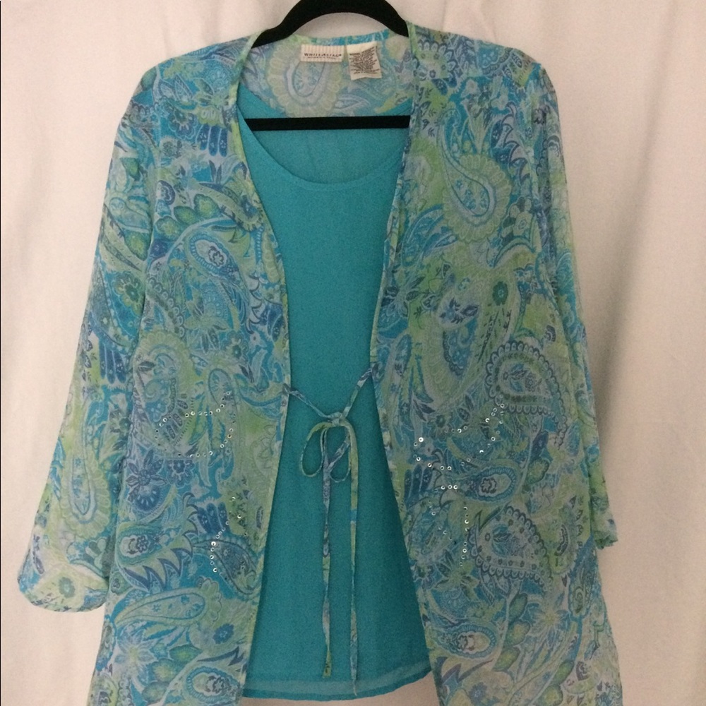 Blue Paisley Blouse & Sheer Over